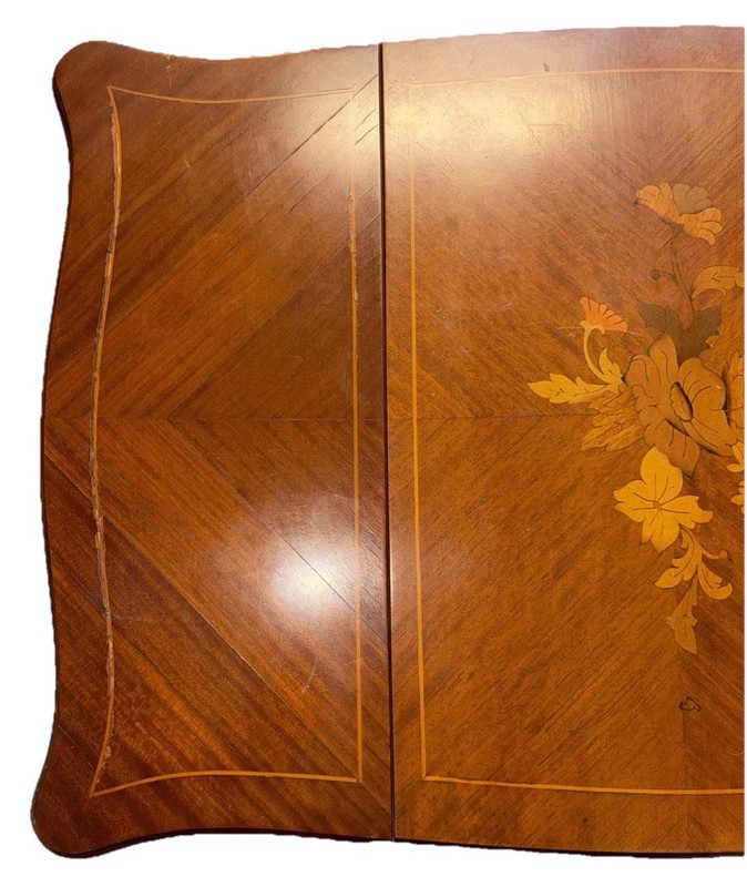Pair Of 1920’s Inlaid French Style Marquetry Inlaid Drop Leaf End Tables gallery