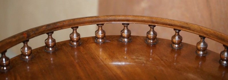 FLAMED MAHOGANY GALLERY RAIL SIDE TABLE WITH CLAW & BALL FEET REGENCY STYLE gallery
