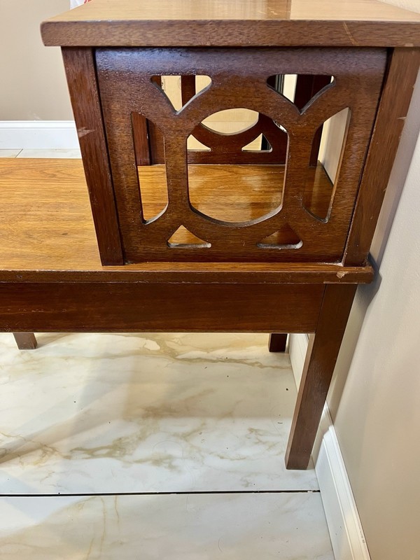 Mid Century Oak Step End Table / Side Table with Drawer gallery