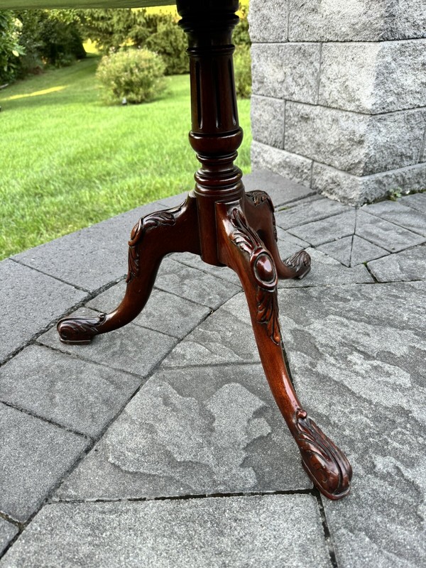 VTG Chippendale Style 2 Tier Pie Crust Carved mahogany Table Claw Foot 31x26” gallery