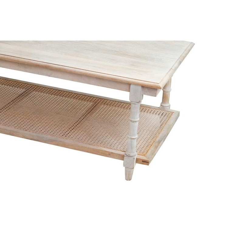 Chesterfield Wood & Cane Coffee Table - Whitewash gallery