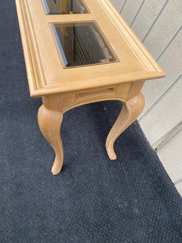 64557 Romantic Shabby Modern Console Hall Table Stand Glass Inserts gallery