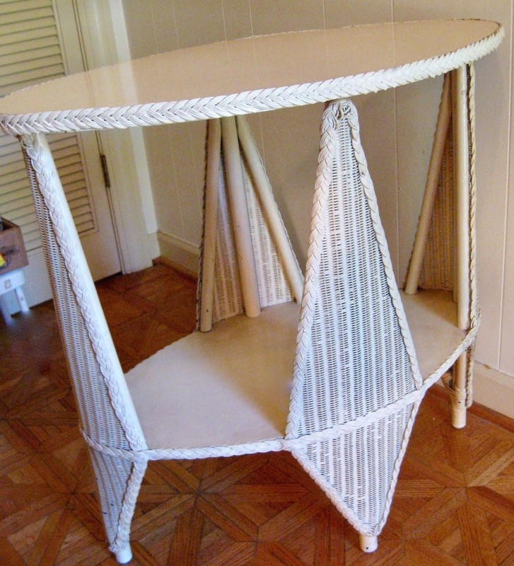 Unique! Wicker & Wood Oval Table - A Heyward-Wakefield Victorian Design gallery