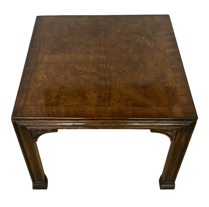 Henredon Burl Oak French-Influenced Square Side Table