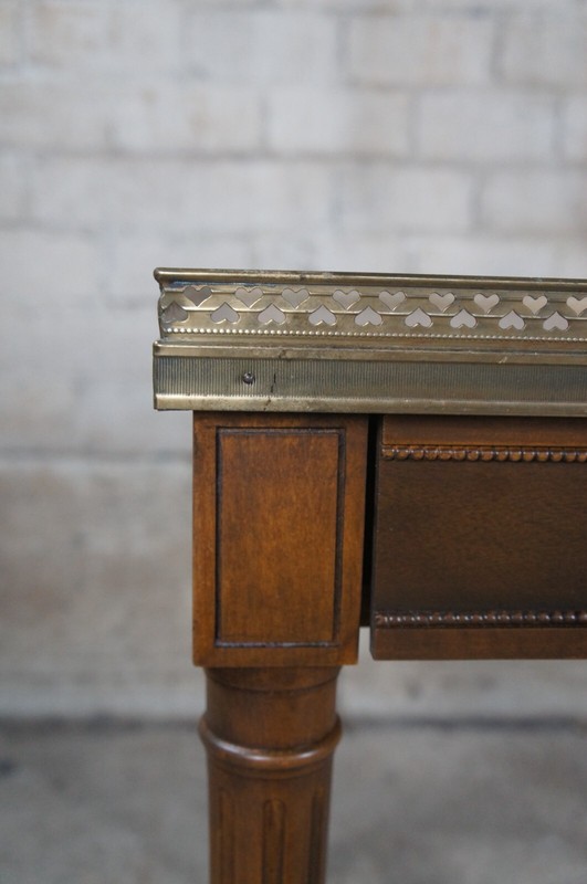 Vintage Baker Furniture French Louis XVI Style Walnut Accent Table Brass Gallery gallery