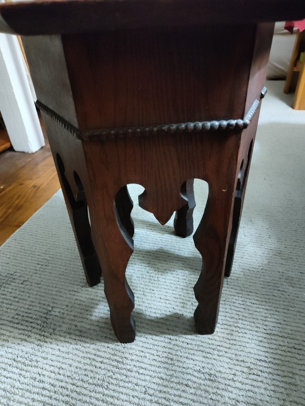 Antique Arts Crafts Table Plant Stand Mission Oak Wood Aprox 18″×16″×15″