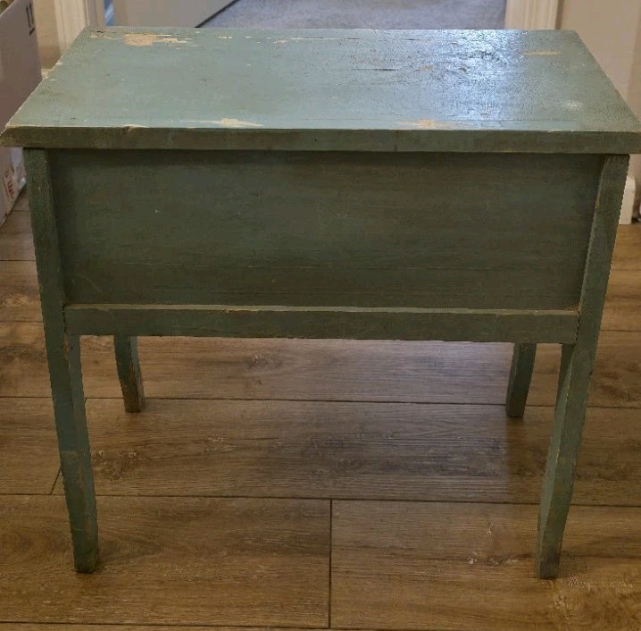 Vintage Farmhouse Cottage Painted Wood Shabby Chic Accent Table 19"x20"x10" Blue gallery