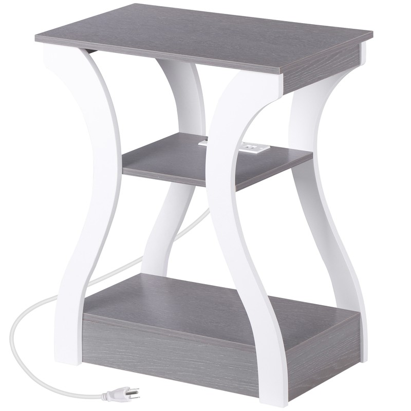 23.4 inch End Table with Charging Station for Living Room Bedroom Couch Table gallery