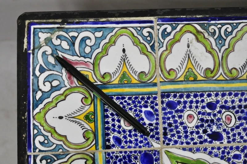 Arts & Crafts Ceramic California Tile Wrought Iron Coffee Table attr. Catalina gallery