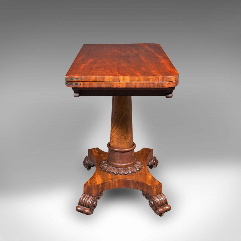 Antique Fold Over Parlour Card Table, English, Games, Side, William IV, C.1835 gallery