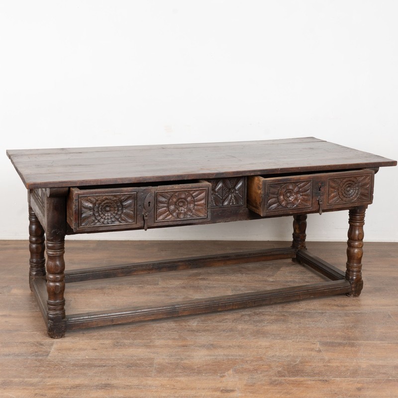 18th Century Spanish Console Table with Two Carved Drawers gallery