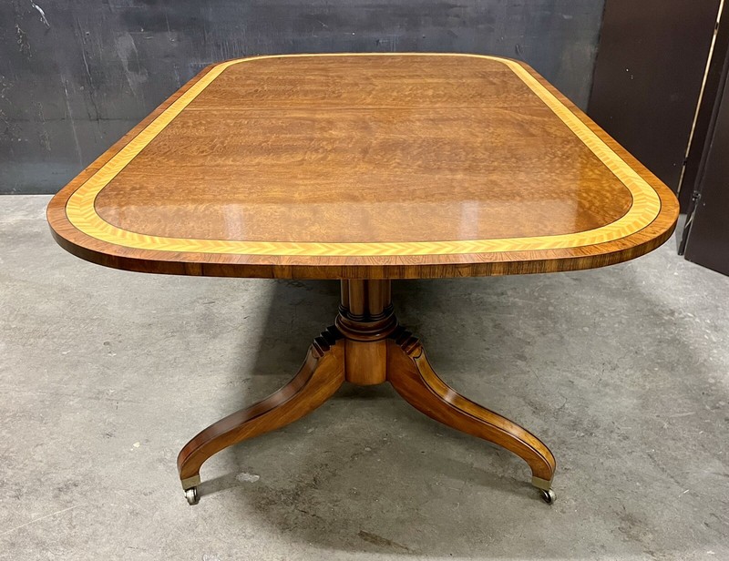 Dramatic John Widdicomb Dual Pedestal Mahogany 125" Dining Table; Exotic Veneers gallery