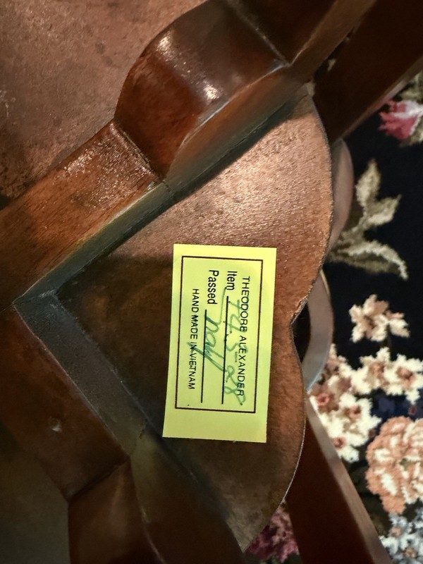 Theodore Alexander Clover Table With Brass Galleries And Painted Detail gallery