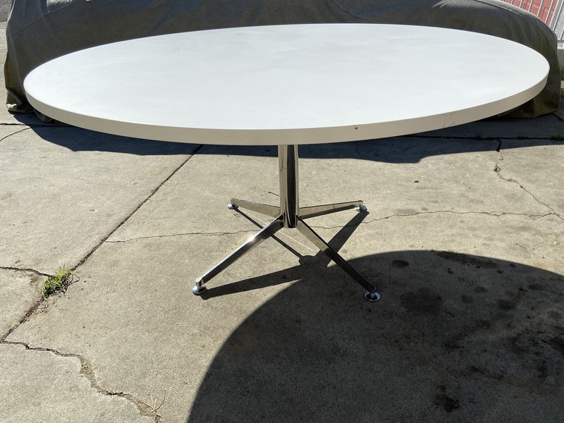 Florence Knoll Mid Century Modern Style Chrome Dining Conference Table gallery