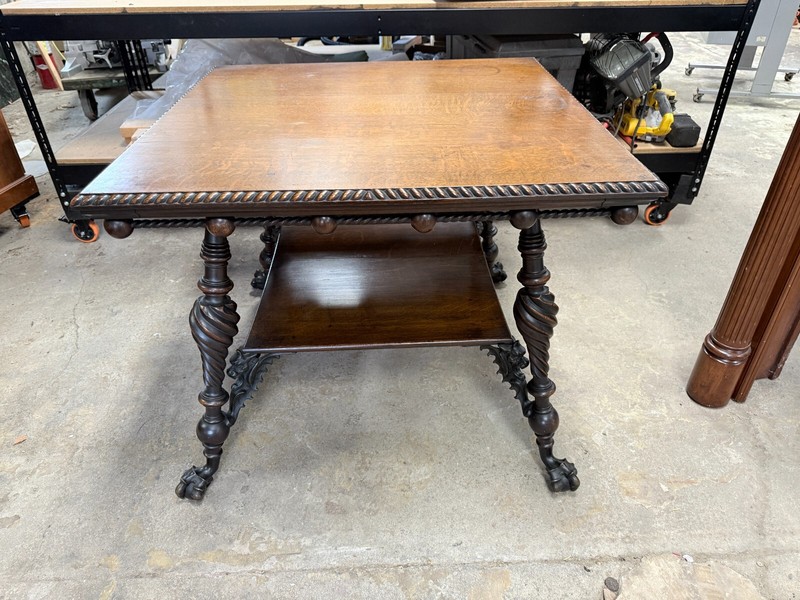 Huntzinger/Merklen Quartersawn Oak Carved Center/Parlor Table Griffins Horner? gallery