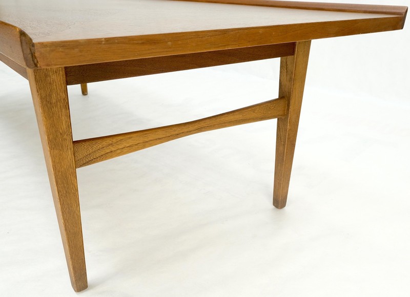Danish Mid-Century Modern Walnut Long Rectangle Coffee Table W Rolled Edge Mint! gallery