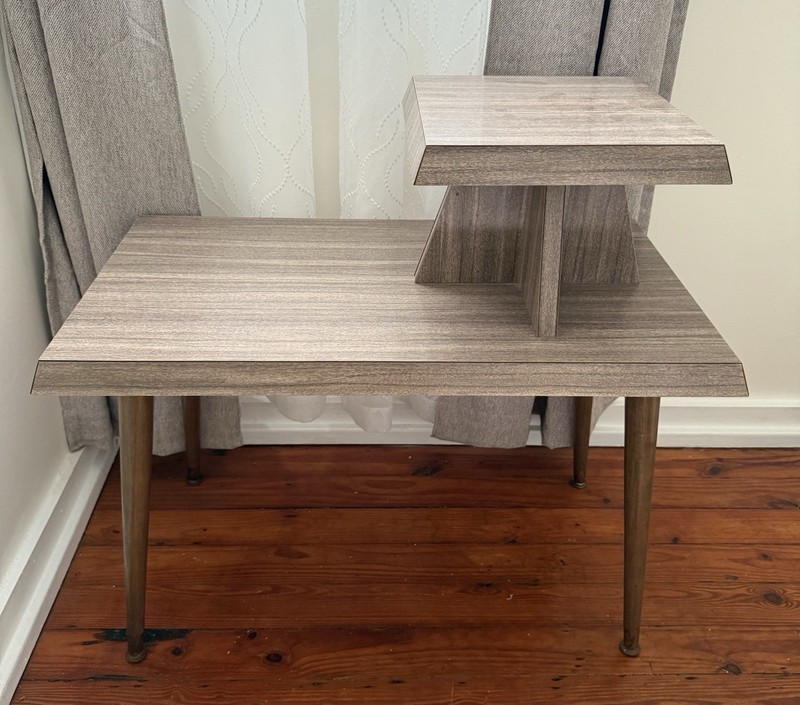 Mid Century Table/ Vintage Telephone Table/rustic table/End Table/ Two Tier Step