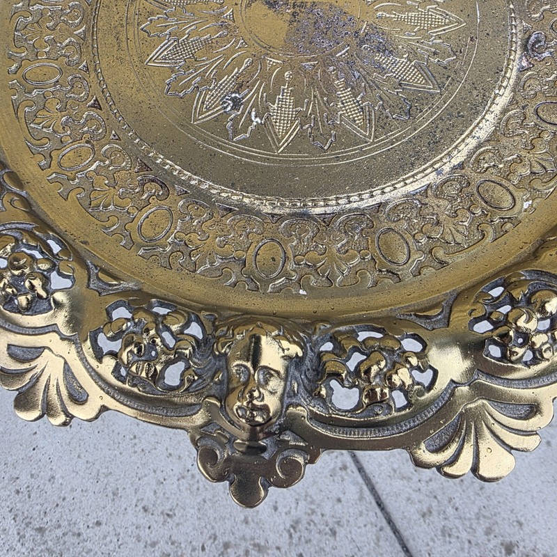 Victorian Style Brass Plated Calling Card Stand Plant Bradley Hubbard? Cast gallery