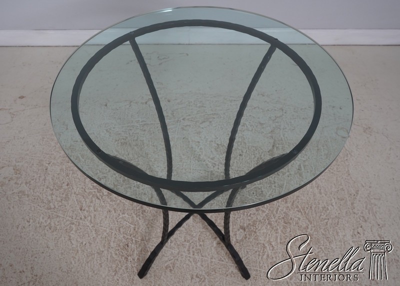 72362: STICKLEY Round Glass Top Wrought Iron Base Bistro Tall Table gallery
