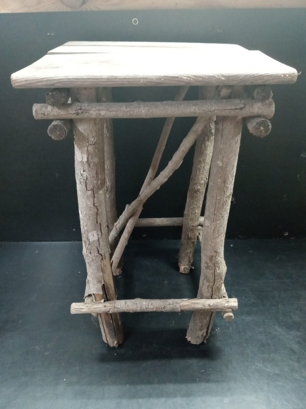 Antique handmade Twig Table Plant Stand Wood Adirondack Primitive Tramp COTTAGE gallery