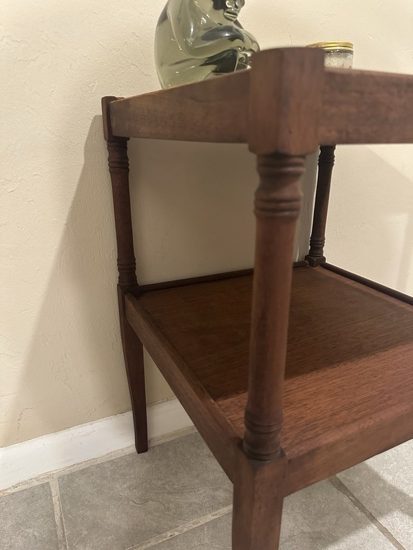 Antique Victorian Square Table two tier Solid Mahogany 17 X 25 In gallery
