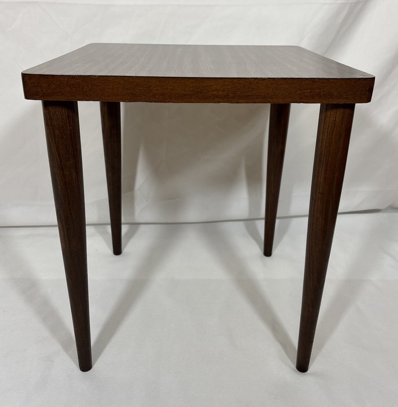 Vintage 1964 Mid Century Side Table Laminate Formica Top Wood Legs Plant Stand gallery