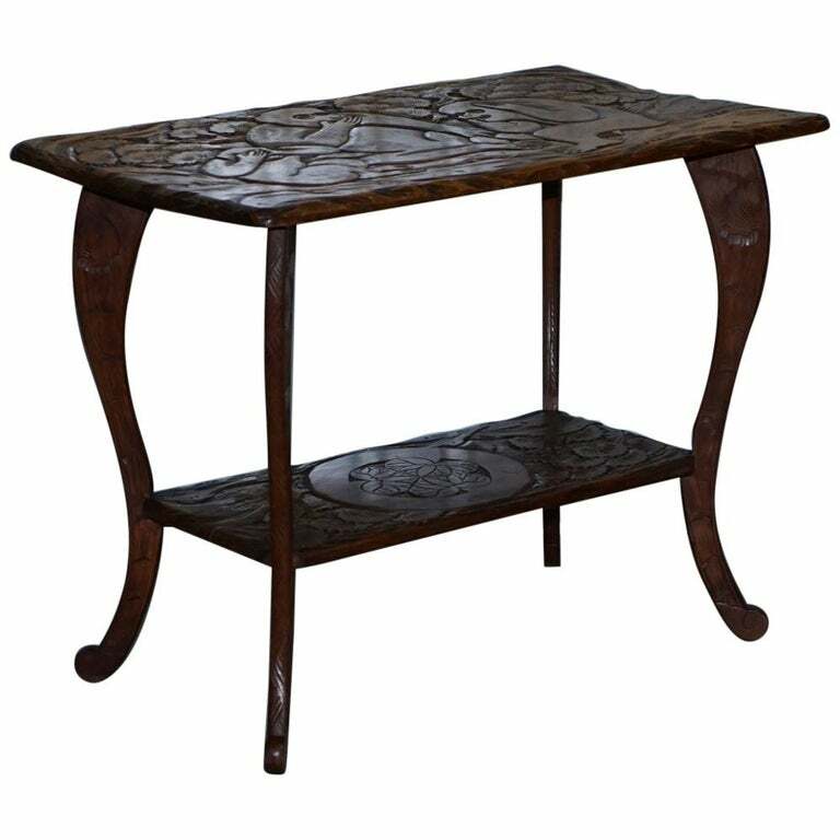 LIBERTY’S LONDON THREE MONKEY HEAR SEE SPEAK NO EVIL CARVED COFFEE SIDE TABLE