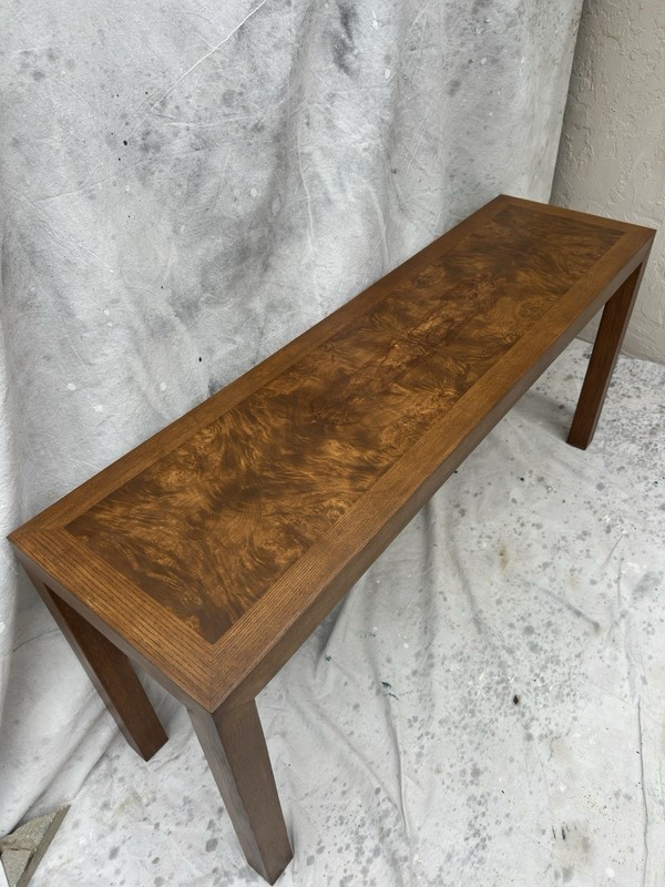 Vintage Lane Altavista Virginia Burlwood Console Table Mid-Century Modern