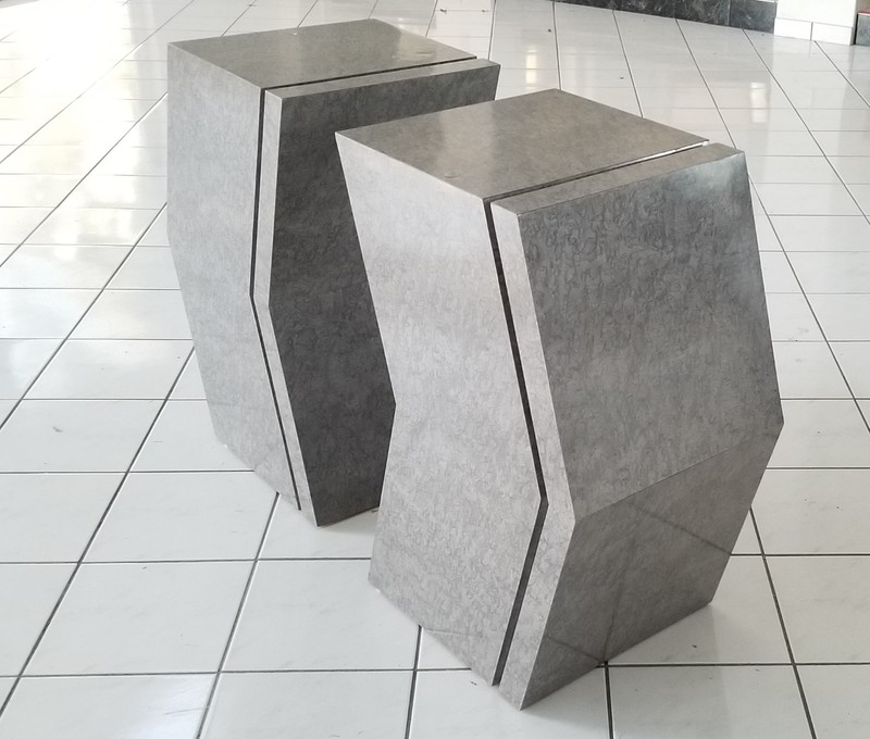 CUSTOM MODERN GEOMETRIC FAUX MARBLE FORMICA PEDESTAL BASES FOR DINING TABLE gallery