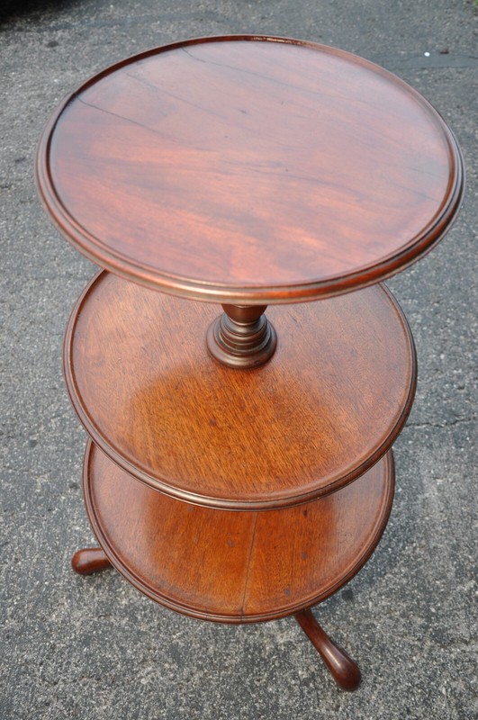 Antique Georgian Mahogany Three Tier Dumbwaiter Butlers Table gallery
