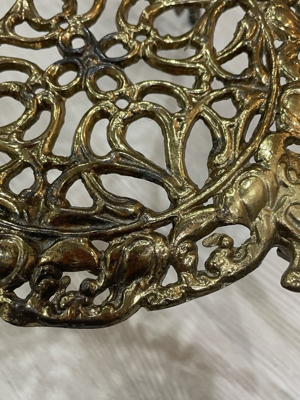 Vintage 2-Tier Brass Marble Side Table Plant Stand Art Nouveau Italy Gueridon gallery