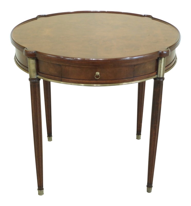 F48832EC: MASION JANSEN STYLE French Louis XVI Round Walnut Occasional Table