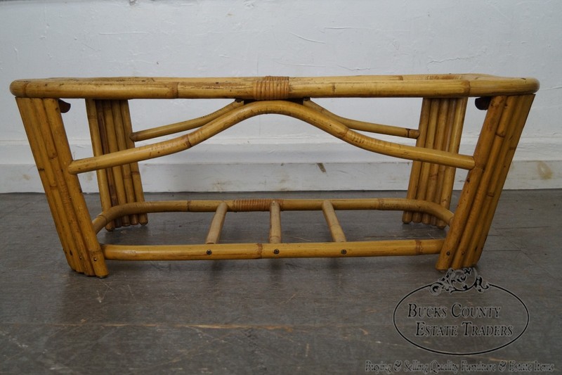 Mid Century Rattan Glass Top Coffee Table gallery