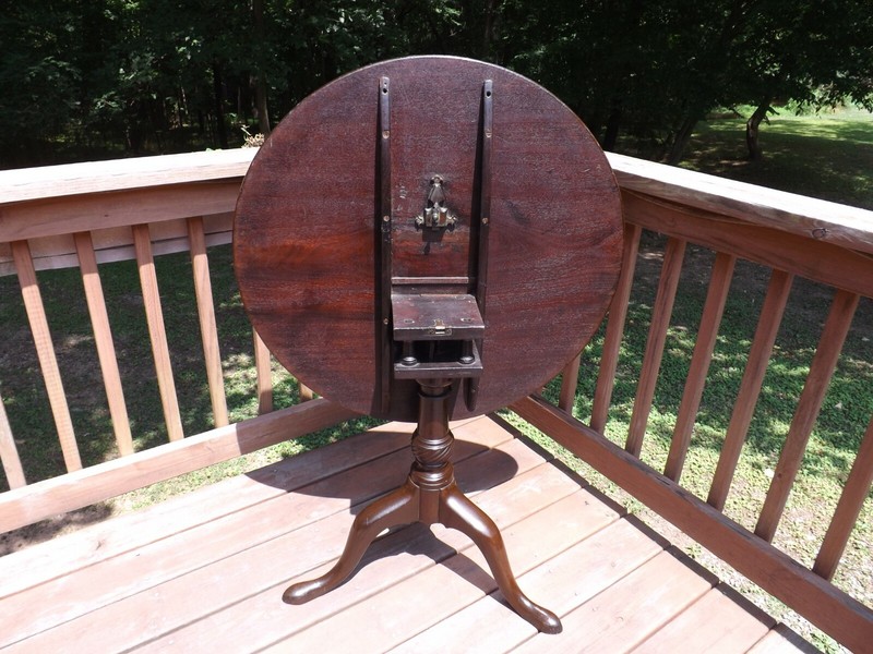 Tilt Top Table Early American 1750-1795 Birdcage Original Single Board Top gallery