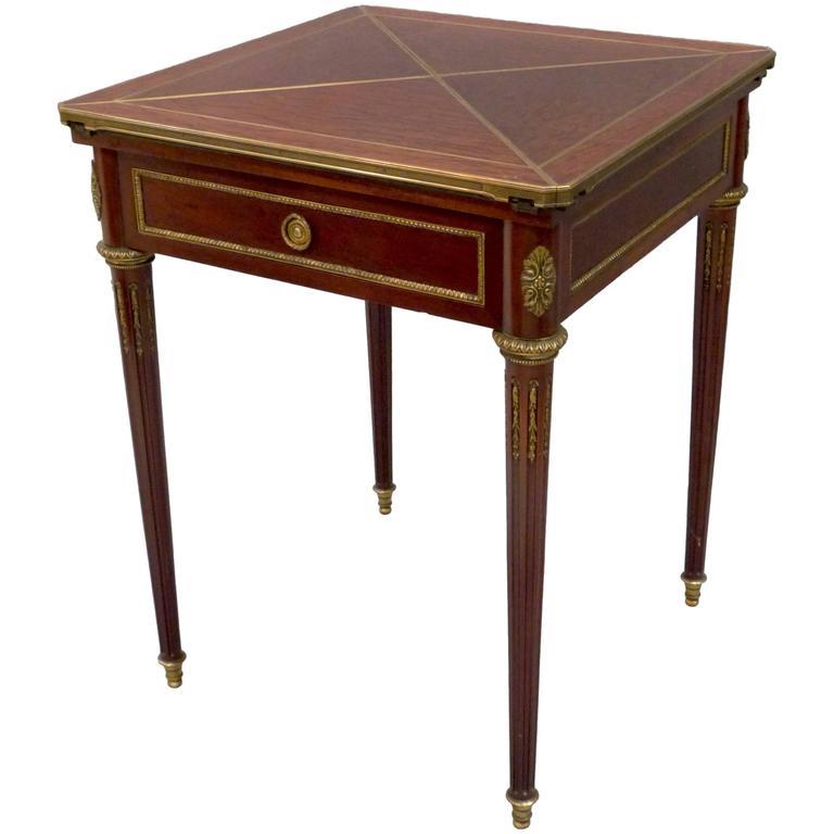 Antique FRENCH CARD TABLE MAHOGANY ENVELOPE LATE 19TH/EARLY 20TH