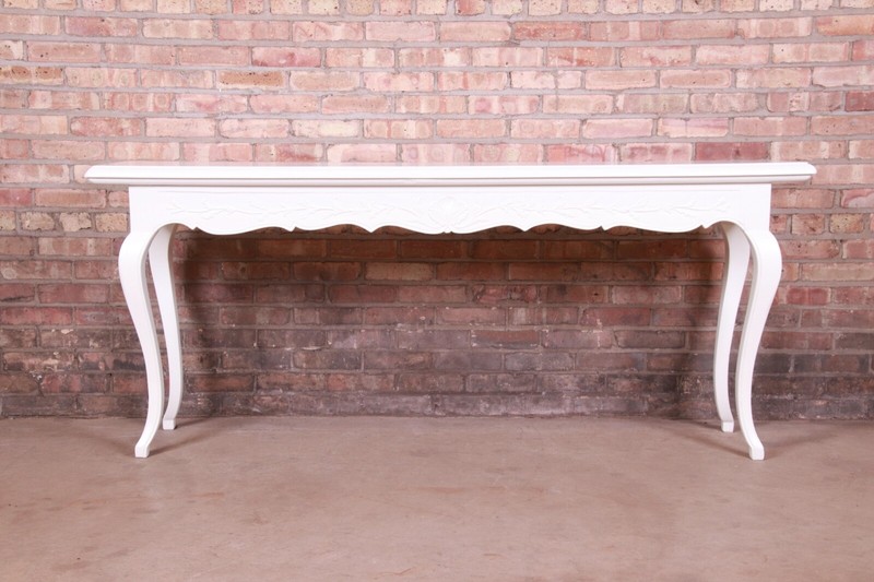 Italian Provincial White Lacquered Console or Sofa Table, Newly Refinished gallery