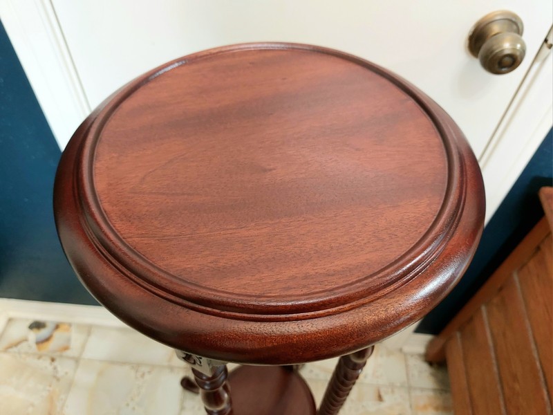 Vtg Barley Twist Pedestal Display Plant Stand Accent Side Table 2 Tier 40" gallery
