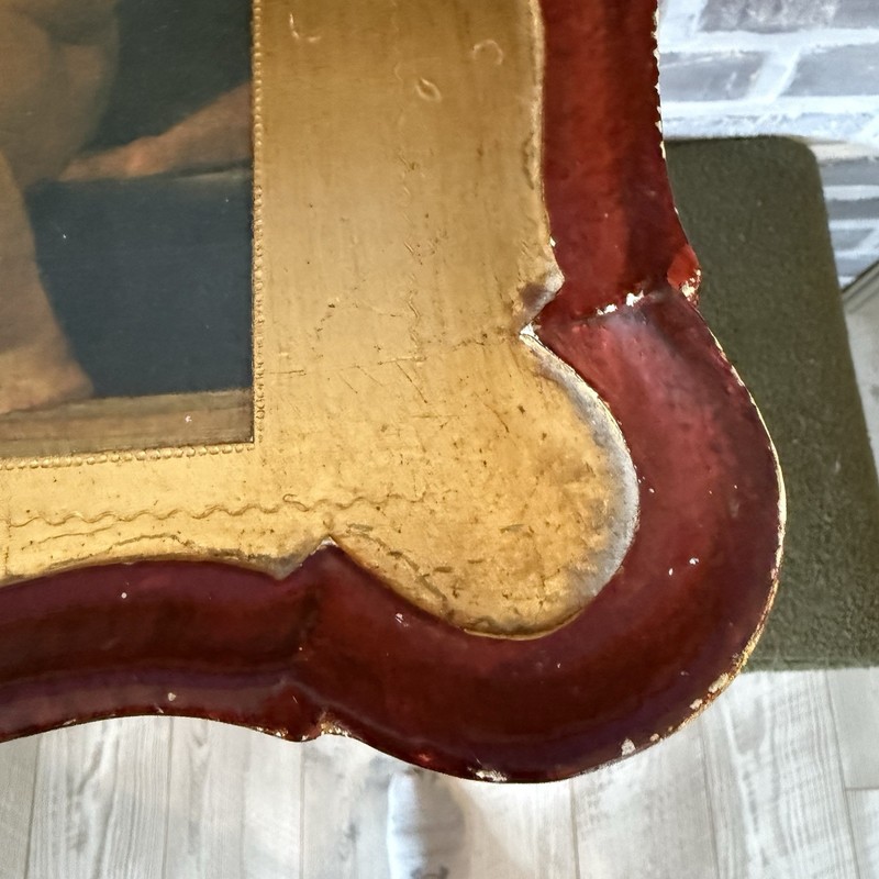 Vintage Italian Florentine Side Table Angels Red Gold Gilded Neiman Marcus Rare gallery