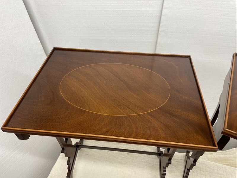 Mahogany REGENCY Style Inlaid Set of 2 NESTING TABLES gallery
