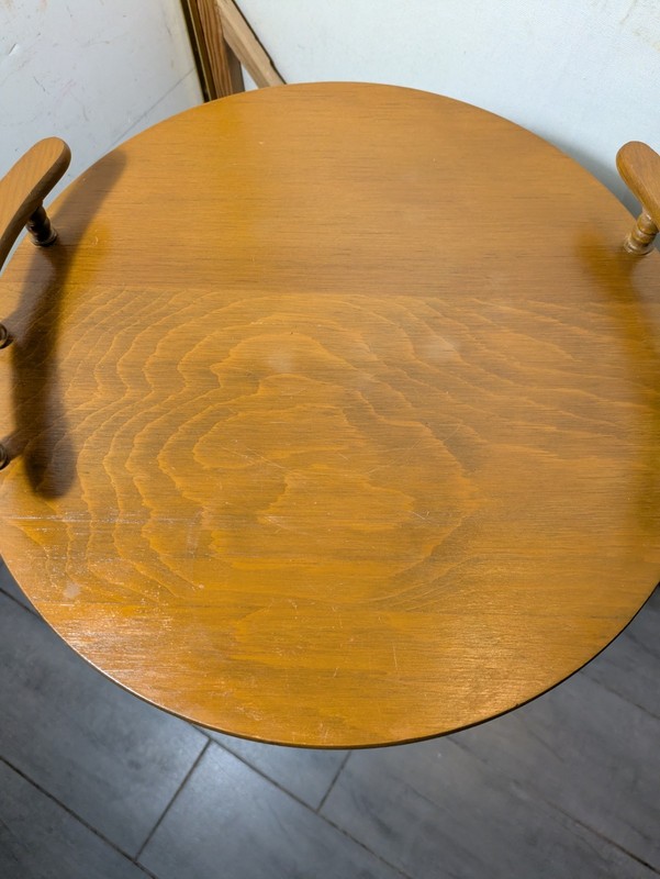 Vintage Rustic Country Wood Round Pedestal Table Telephone Plant Stand Gallery gallery