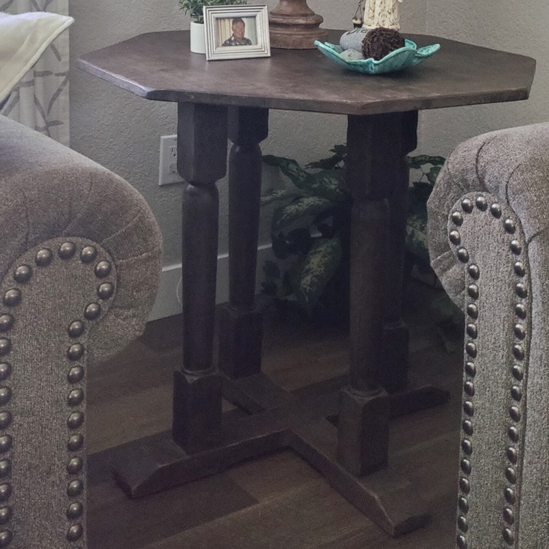 VTG Monterey Furniture Co. Hexagon Shaped Side Table RARE Solid Wood Made In USA gallery