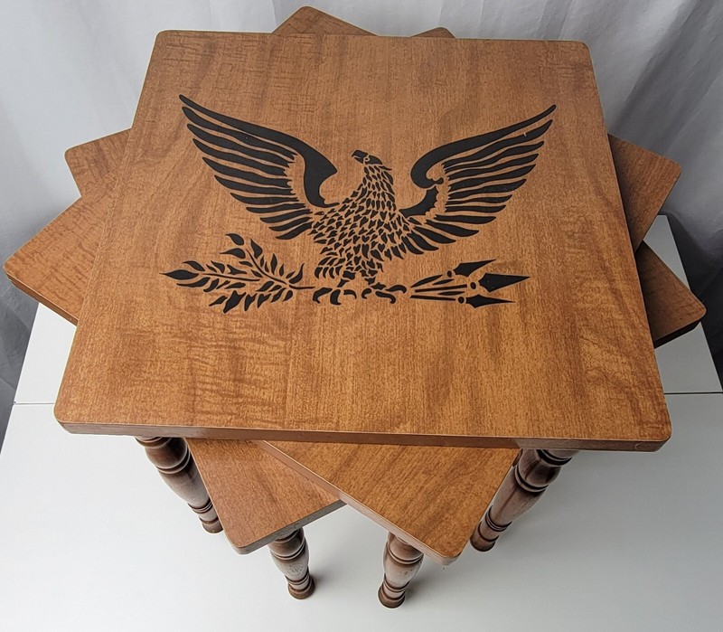 Set Vtg Mcm Stacking Nesting Tables TV Snack Plant Stand EAGLE