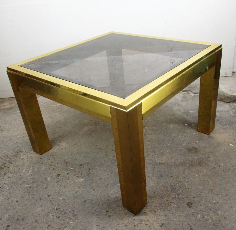 Vintage Italian Design Coffee Side Table Brass Smoked Glass Glam era Romeo Rega gallery