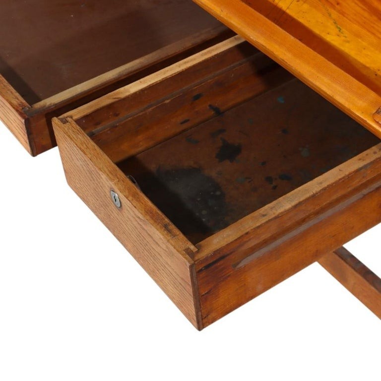 Antique Arts & Crafts Oak Adjustable Drafting Table C1930 gallery
