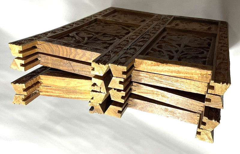 Vintage Hand Carved Hardwood Octagonal Side Table Bottom India Decor 16.75" x14" gallery