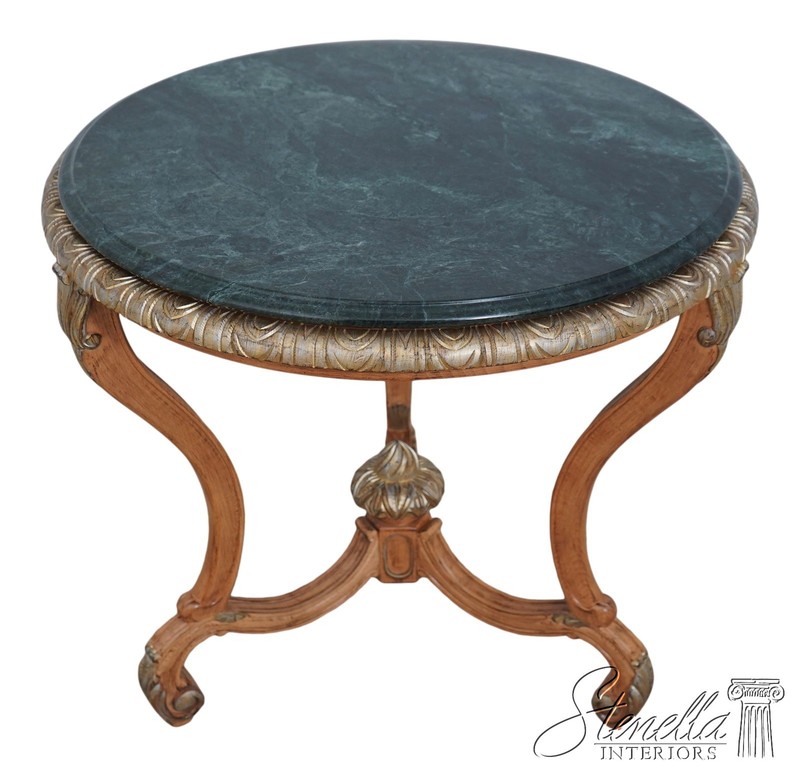 L62227: Italian Style Green Marble Top Round Lamp Table