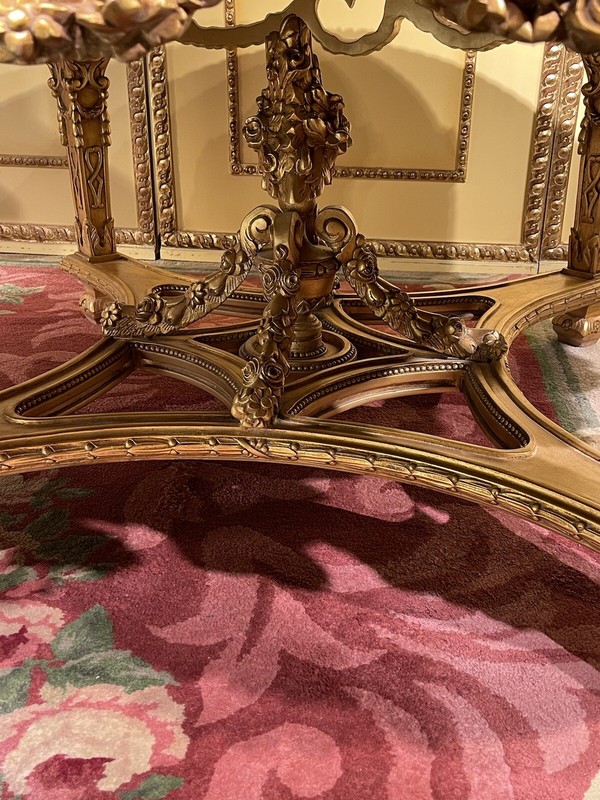 Impressive Massive Living Room Coffee Table Louis XV, Beech, Gold gallery