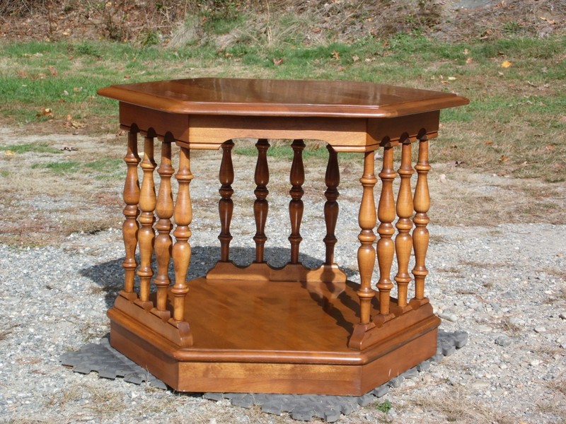 Vintage Ethan Allen American Traditional Maple Hexagon Side End Accent Table gallery