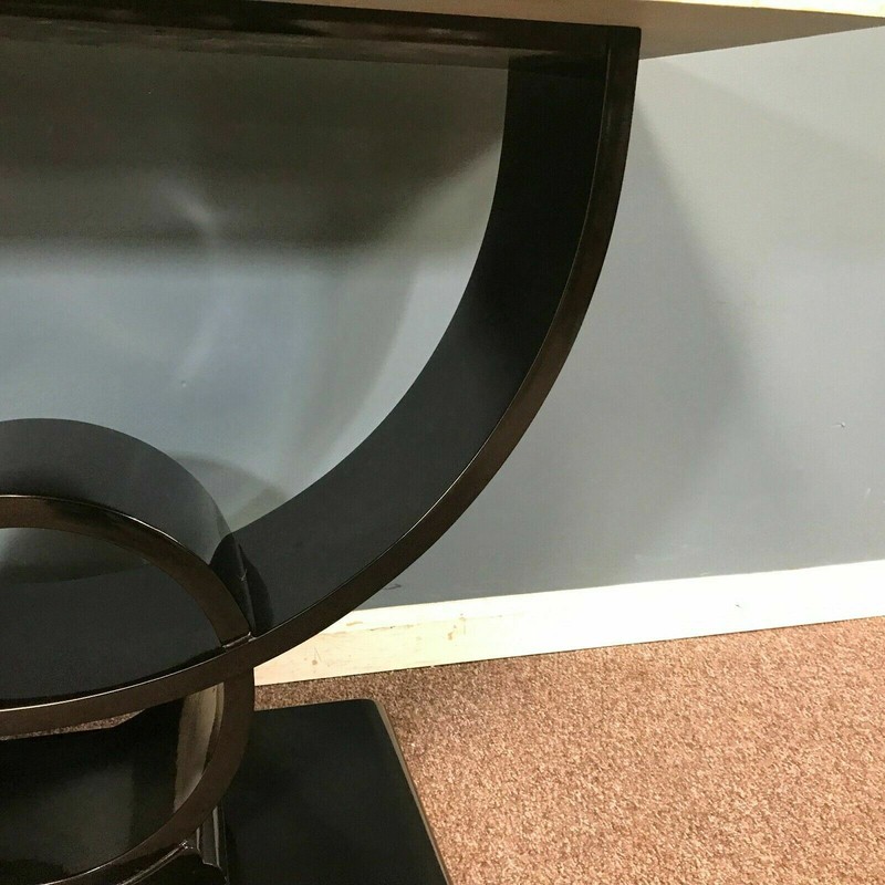Jay Spectre Post Modern Lacquer and Gold Leaf Eclipse Console gallery