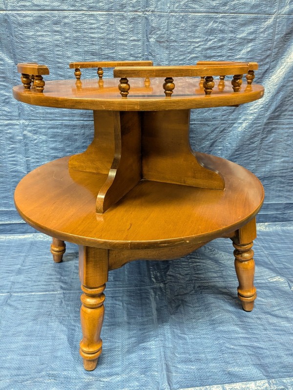 Vintage Two Tier End Table Round Side Table gallery